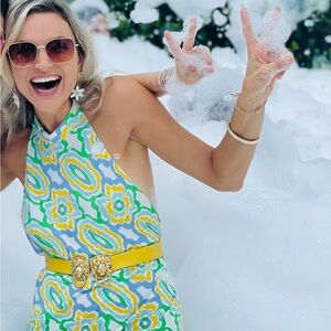 Zara Retro Floral Halter Maxi Dress size Large